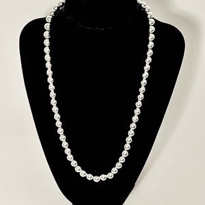 Napier 20" Strand 6mm Round Silvertone Beads on Foxtail Chain Elegant Classy